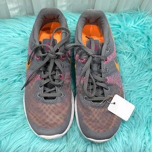 Nike Women's Sneakers in Gray and Orange with Pink Accents